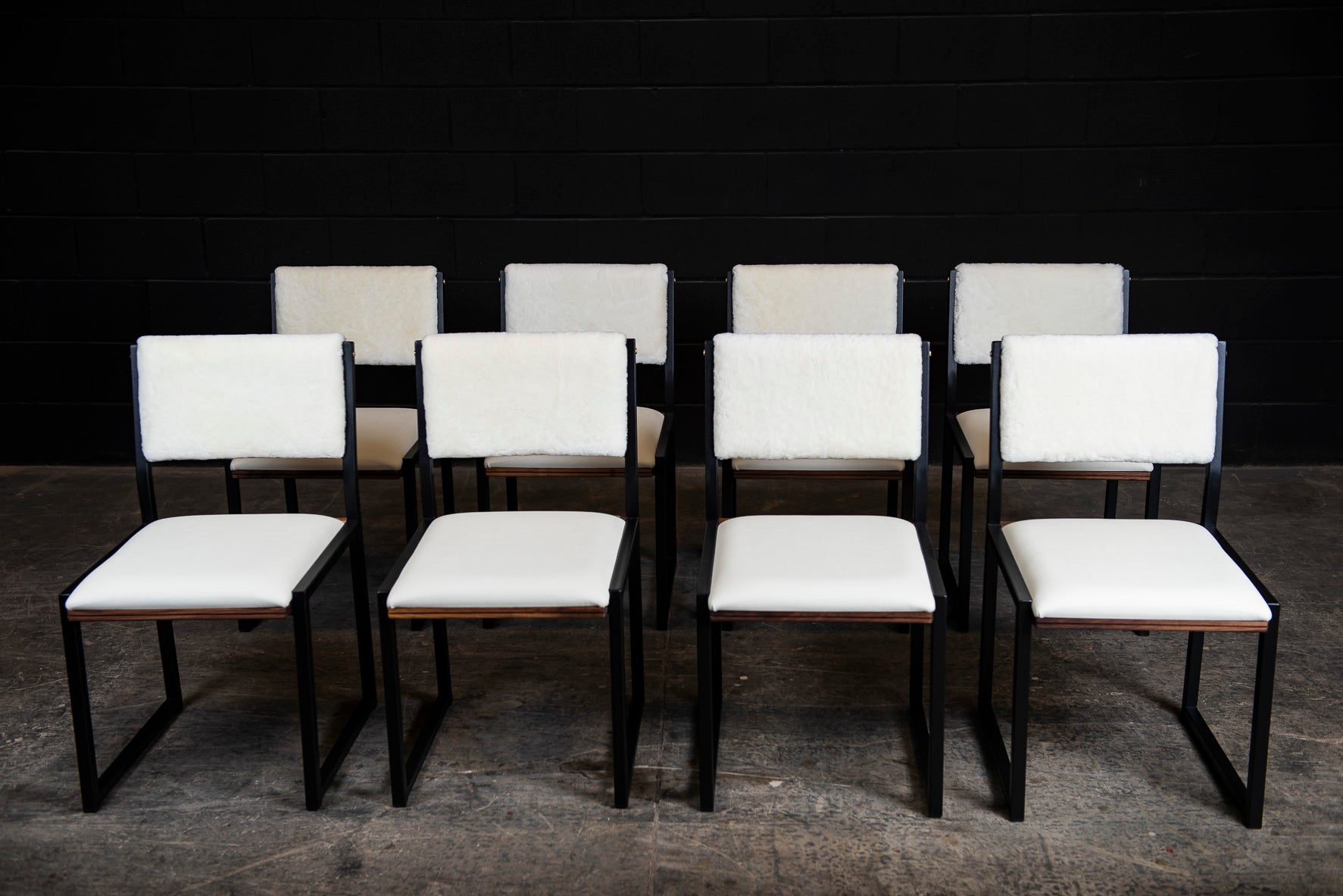 Shaker Side Chair - Brisa Cream Shearling & White Leather