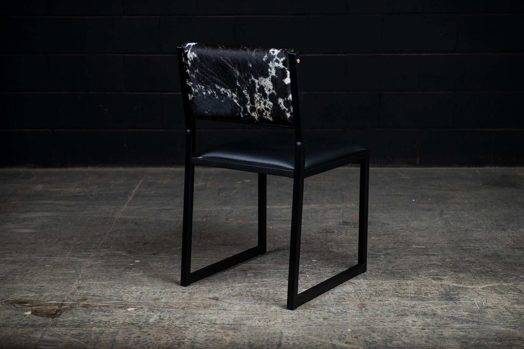 Shaker Side Chair - Salt & Pepper Cowhide & Black leather